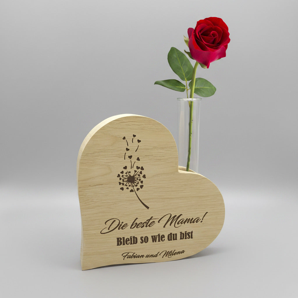 Holz-Herzvase -Die beste Mama-