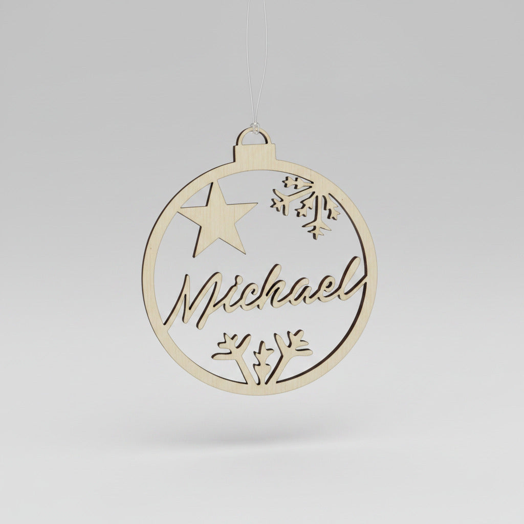 Weihnachtskugel holz personalisiert