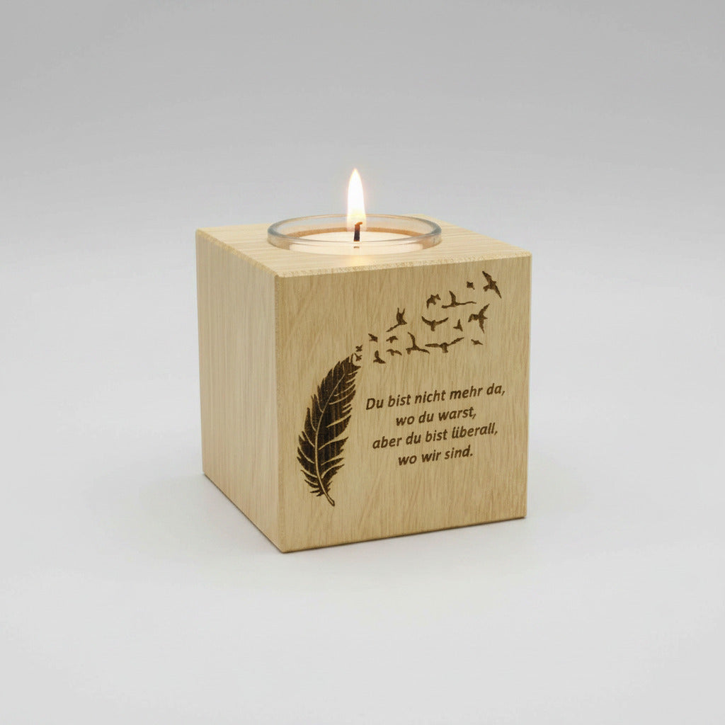 Gedenkwürfel Teelichthalter aus Holz