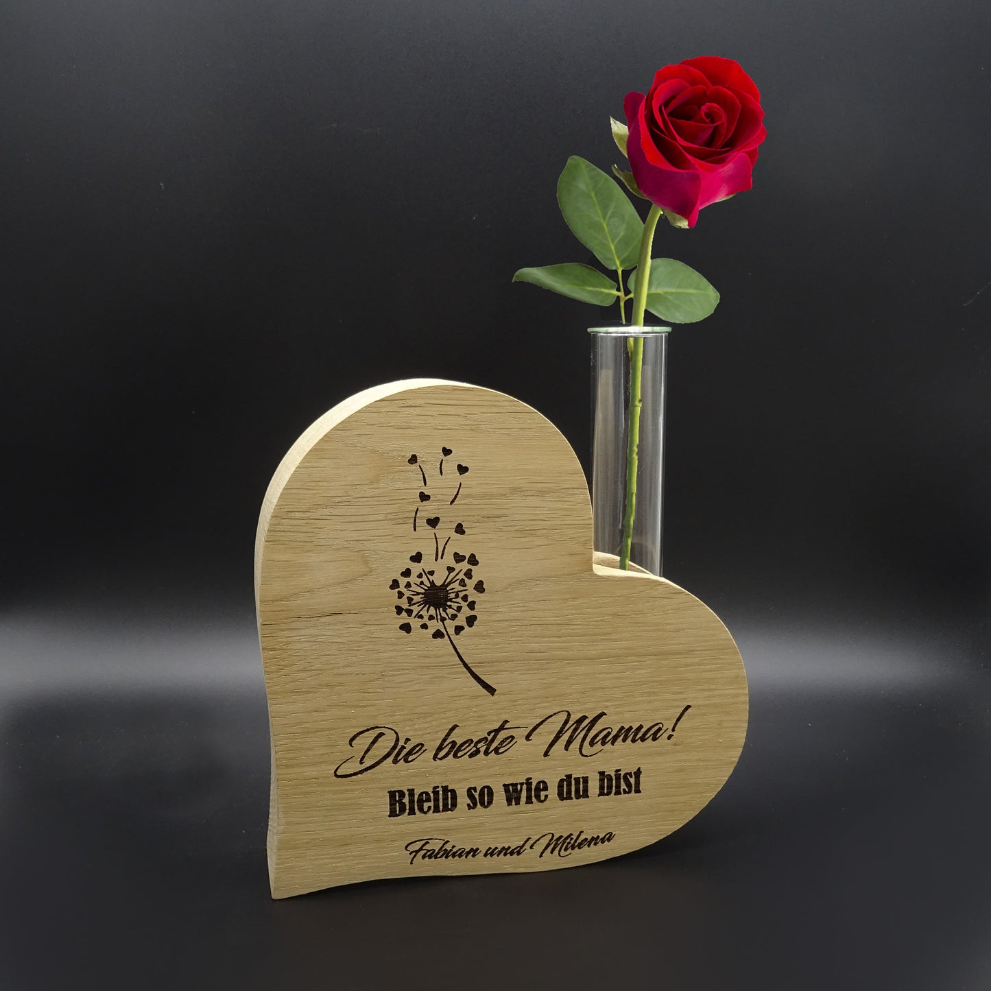 Holz-Herzvase -Die beste Mama-