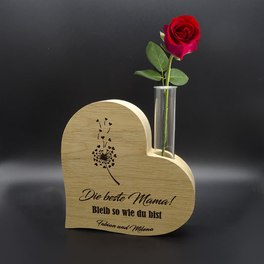 Holz-Herzvase -Die beste Mama-