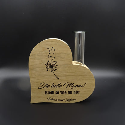 Holz-Herzvase -Die beste Mama-