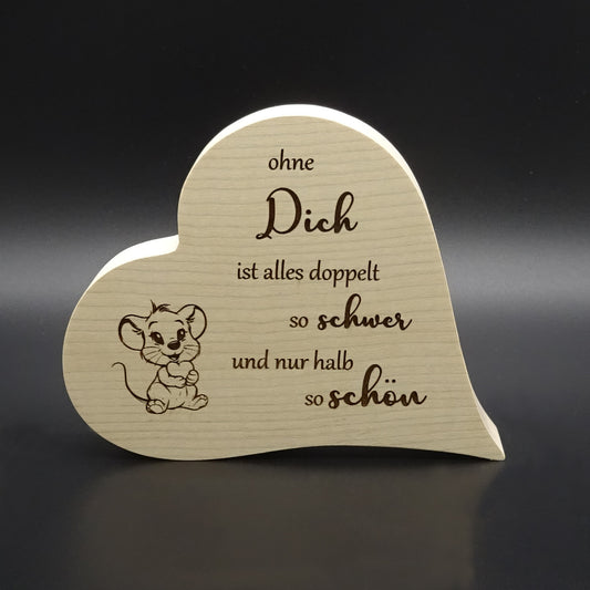 Herz mit Spruch ohne Dich...