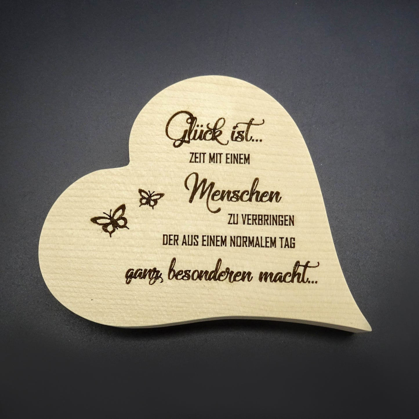Herz mit Spruch aus Ahorn
