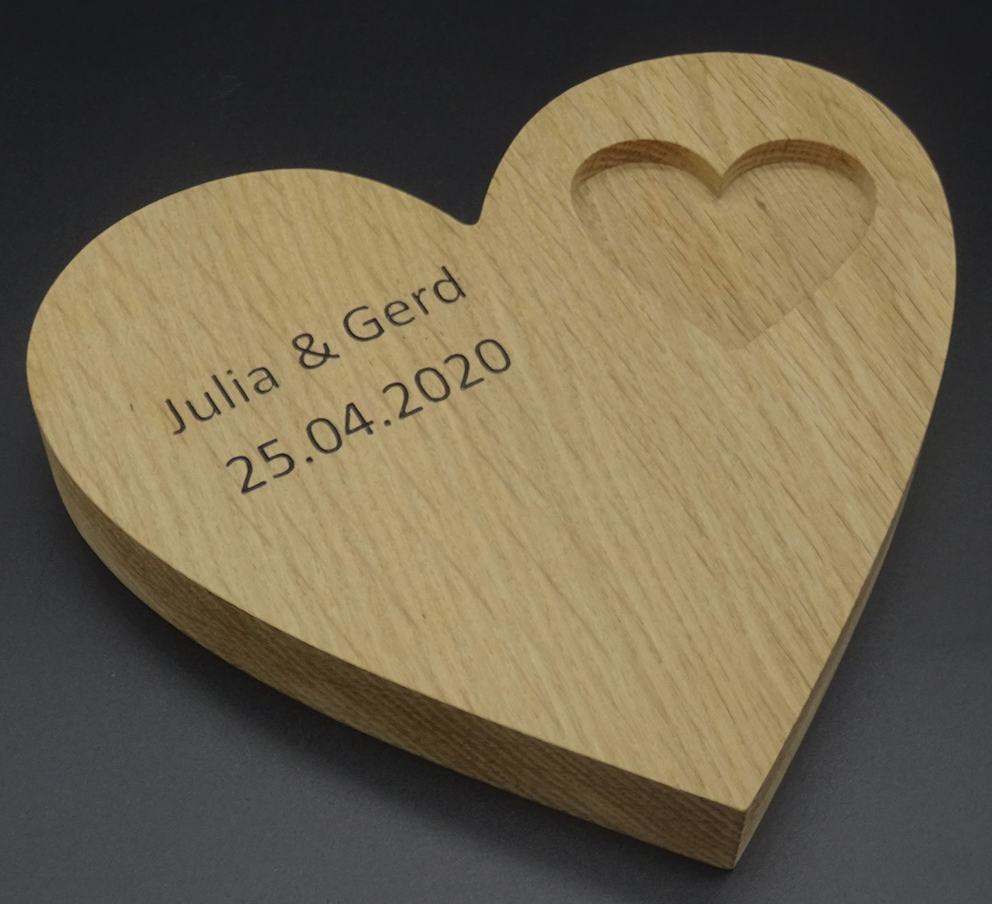 Ringkissen, Holz-Herz für Trauringe