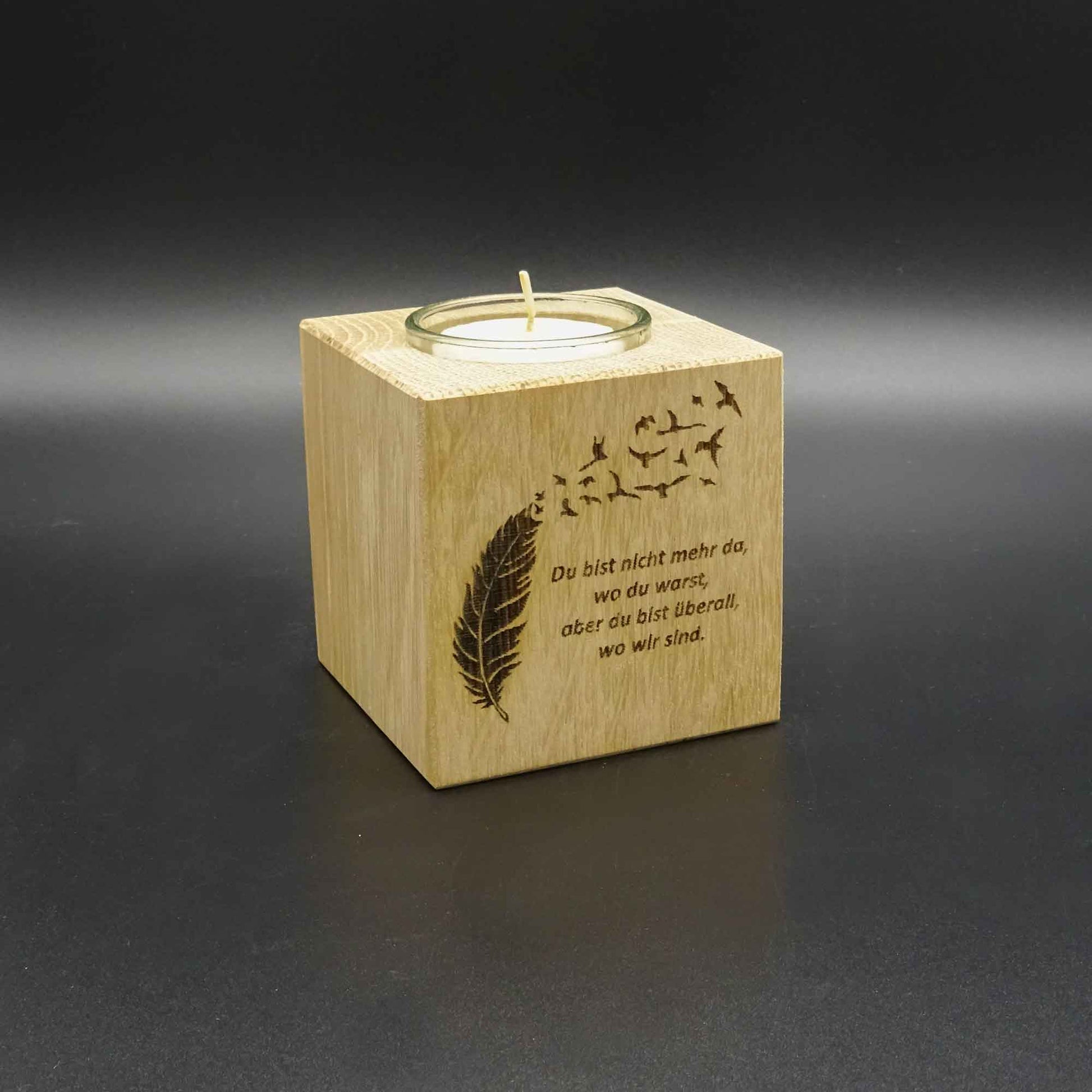 Gedenkwürfel Teelichthalter aus Holz