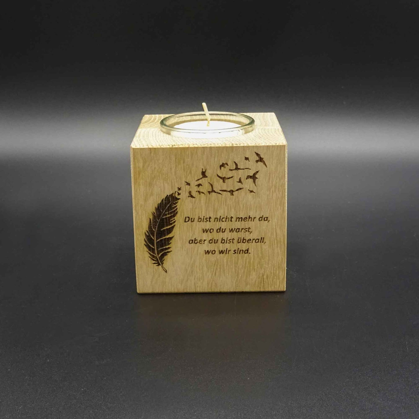 Gedenkwürfel Teelichthalter aus Holz