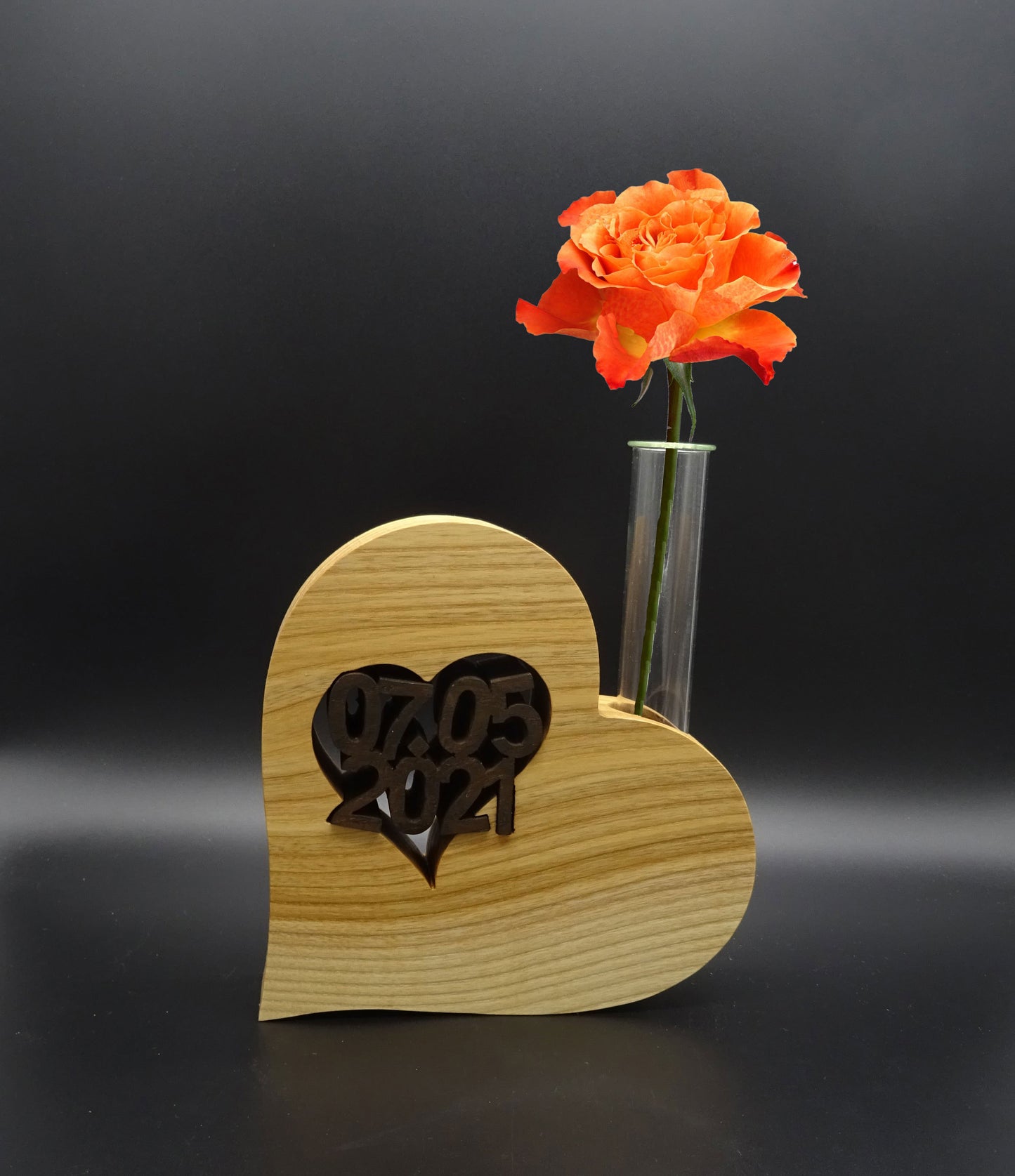 Holz-Herz-Vase Save the Date