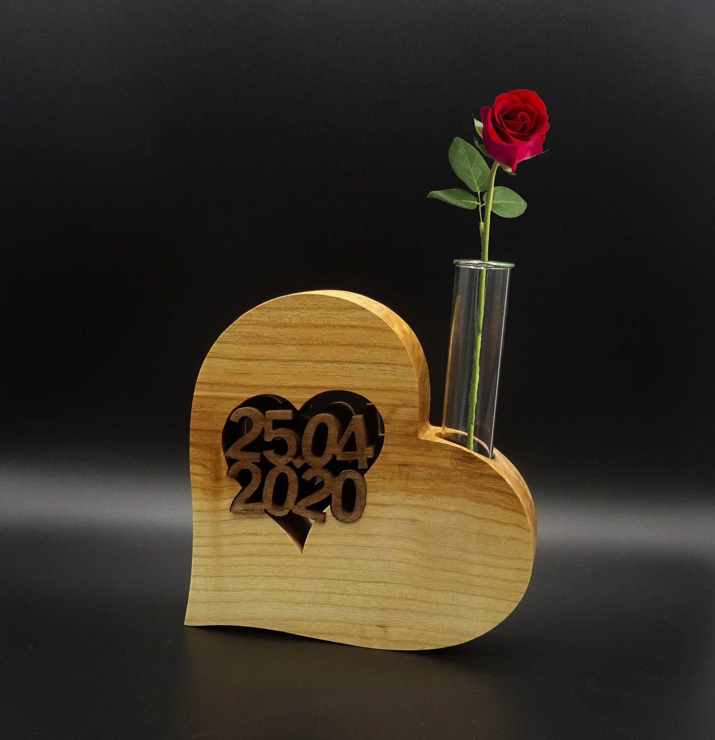 Holz-Herz-Vase Save the Date