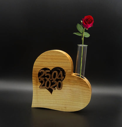 Holz-Herz-Vase Save the Date