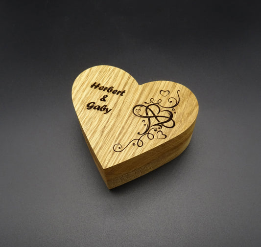 Ringbox, Holz-Herz für Trauringe