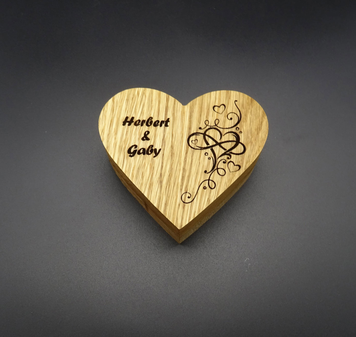 Ringbox, Holz-Herz für Trauringe