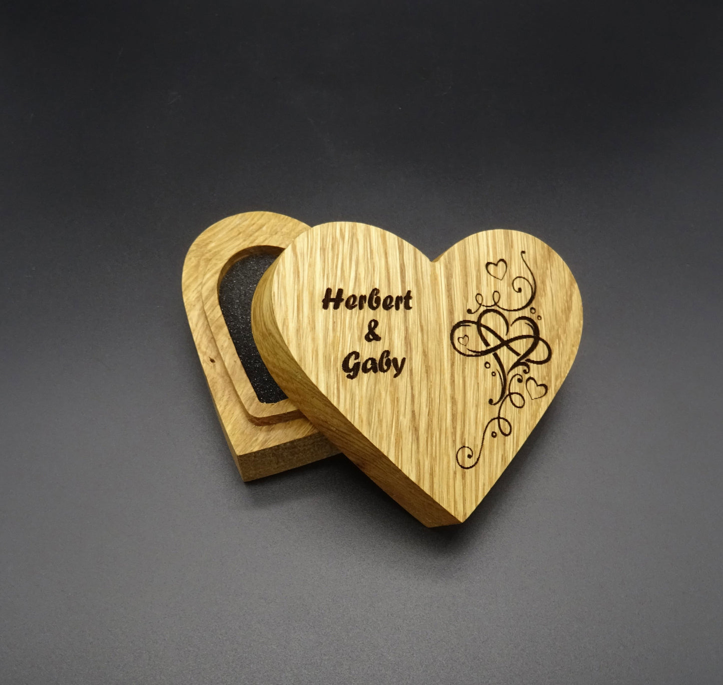 Ringbox, Holz-Herz für Trauringe
